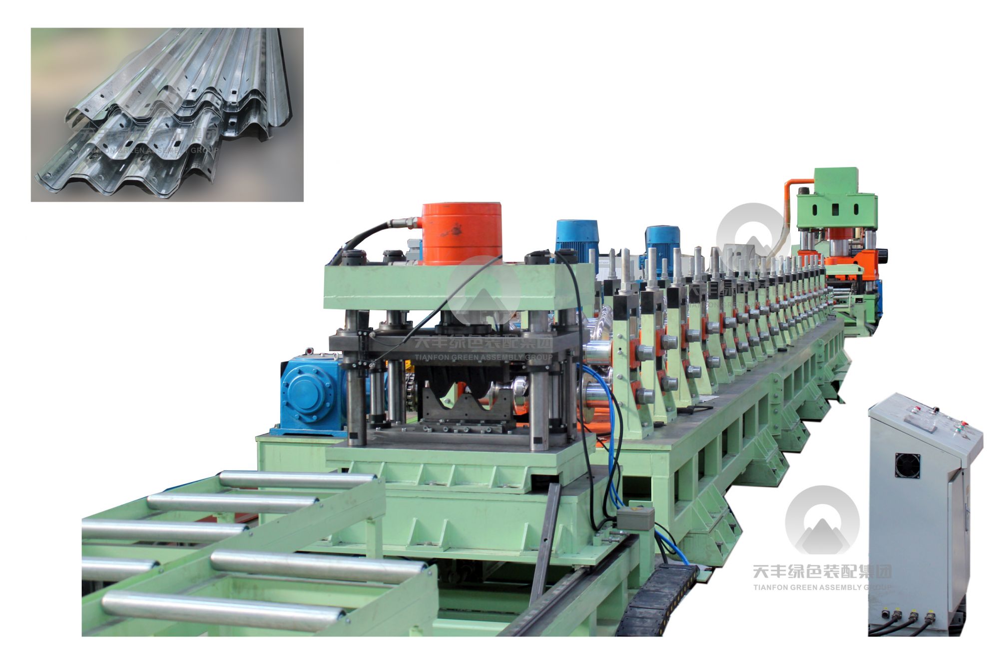 Highway guardrail roll forming line